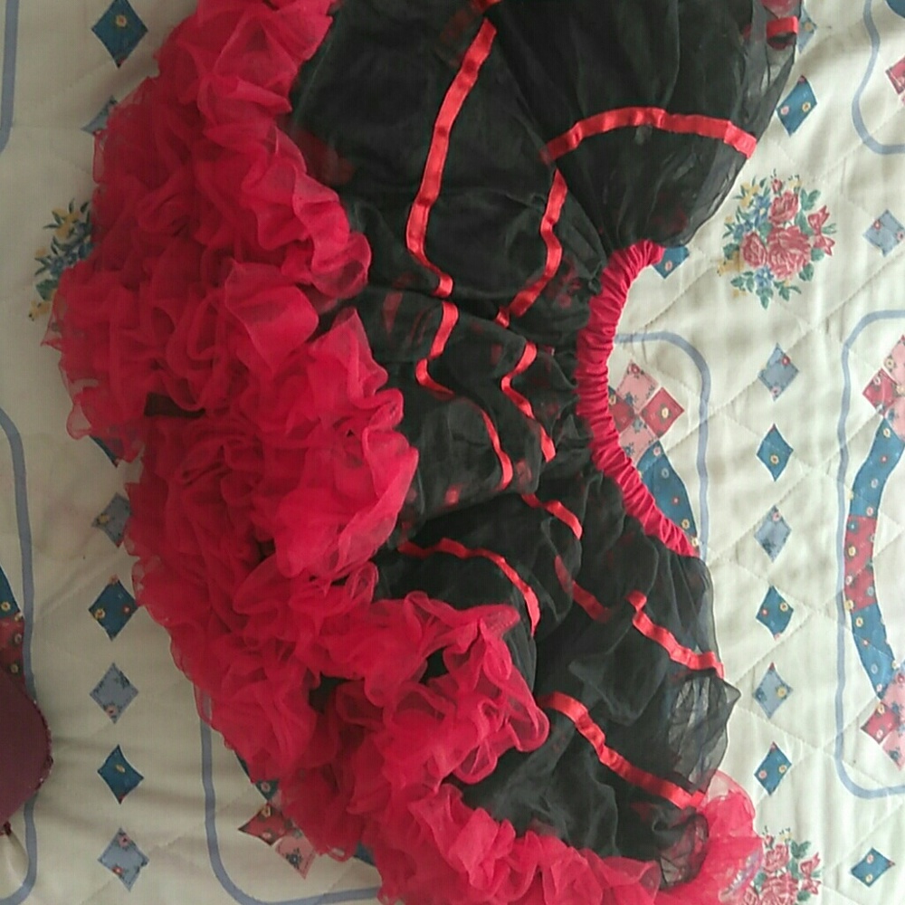 Red and black tutu with ruffles